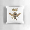 Decorative black and gold throw pillow with queen bee design