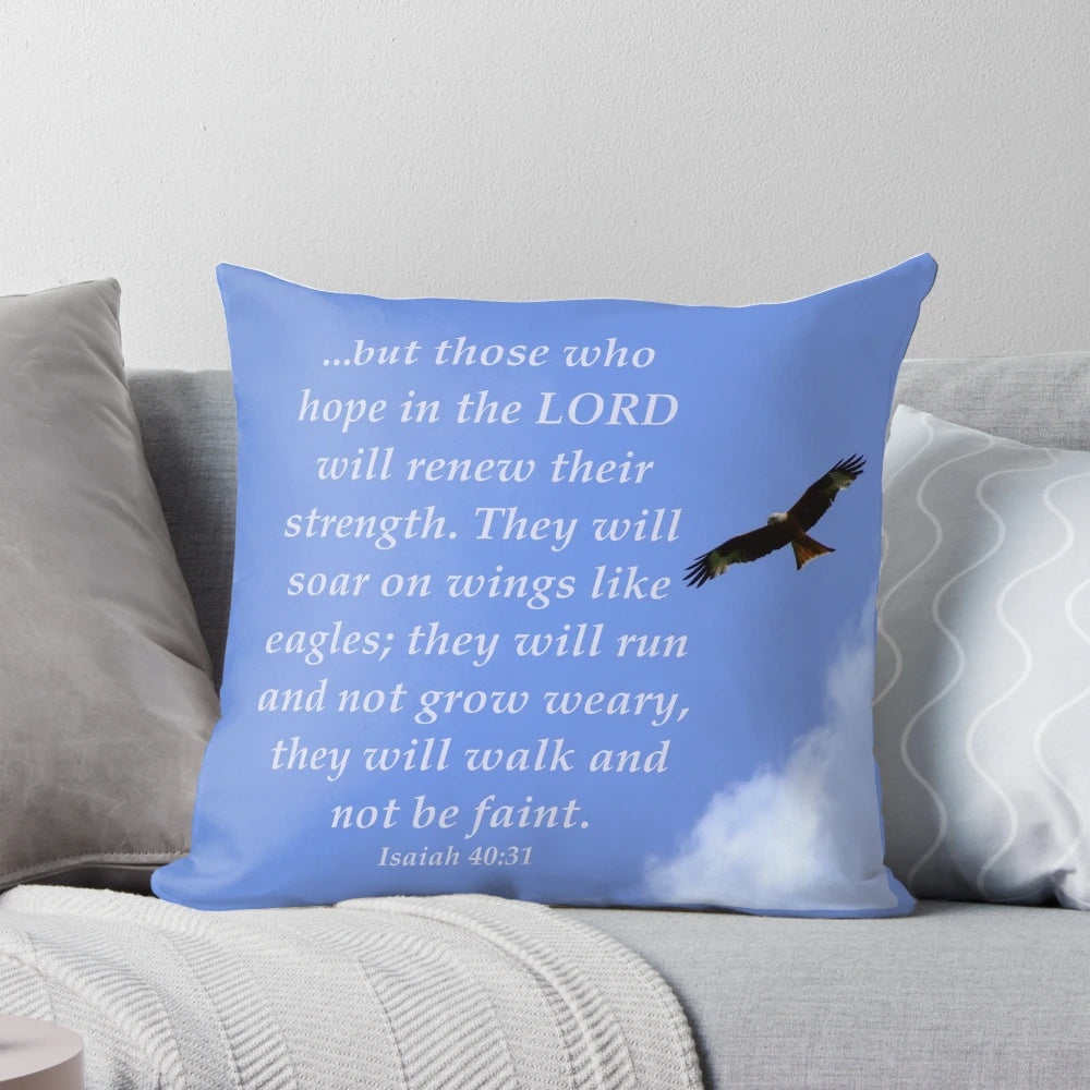 Red Kite Pillow Cover with Inspirational Bible Verse