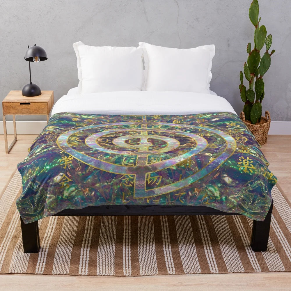 Reiki Choku Rei Symbol and Precepts Plush Blanket