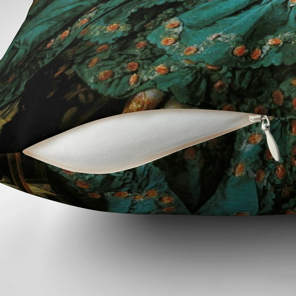 Decorative pillow featuring the Rococo-style painting "Madame de Pompadour" by François Boucher