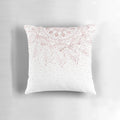 Rose gold mandala design decorative throw pillow with delicate, geometric patterns