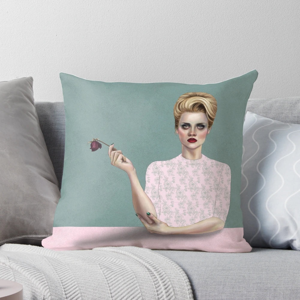 Beautifully detailed rose pillow with a delicate, floral pattern