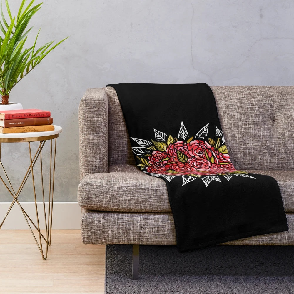 Soft and plush rose floral blanket for comfortable living space