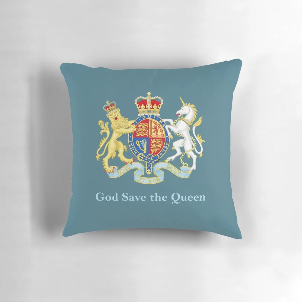 Regal royal crest pillow with queen elizabeth's coat of arms