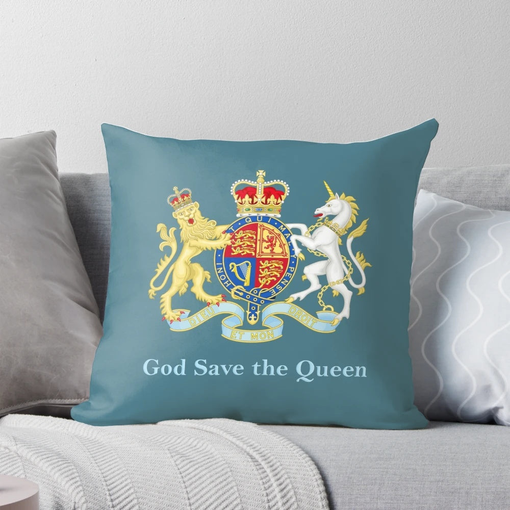 Regal royal crest pillow with queen elizabeth's coat of arms