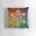 Multicolor fractal sacred geometry design on a square pillow