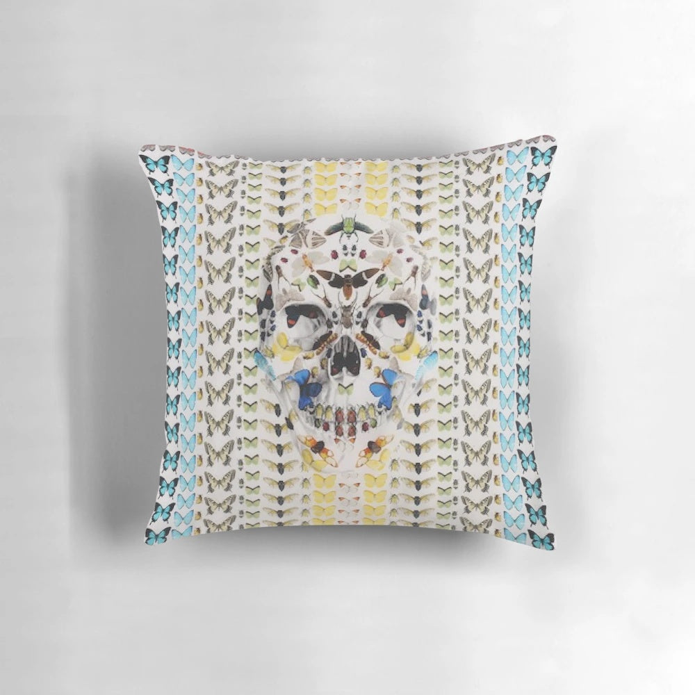 Stylish skull and butterfly design decorative pillow for modern home decor