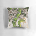 Soft, plush snake-shaped pillow with delicate magnolia flower design, ideal for adding a touch of Asian-inspired style to any room.