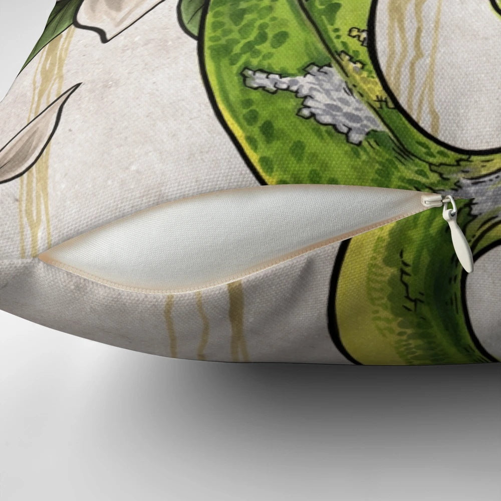 Soft, plush snake-shaped pillow with delicate magnolia flower design, ideal for adding a touch of Asian-inspired style to any room.