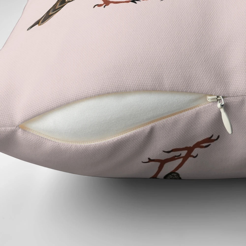 Decorative throw pillow featuring a beautiful starling bird silhouette design