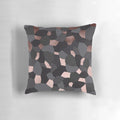 Luxurious rose gold and grey mosaic patterned pillow with a touch of glamour and sophistication.
