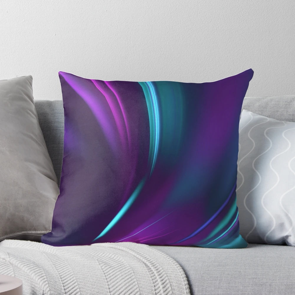 Beautifully crafted swirl pattern teal and purple throw pillow for home decor