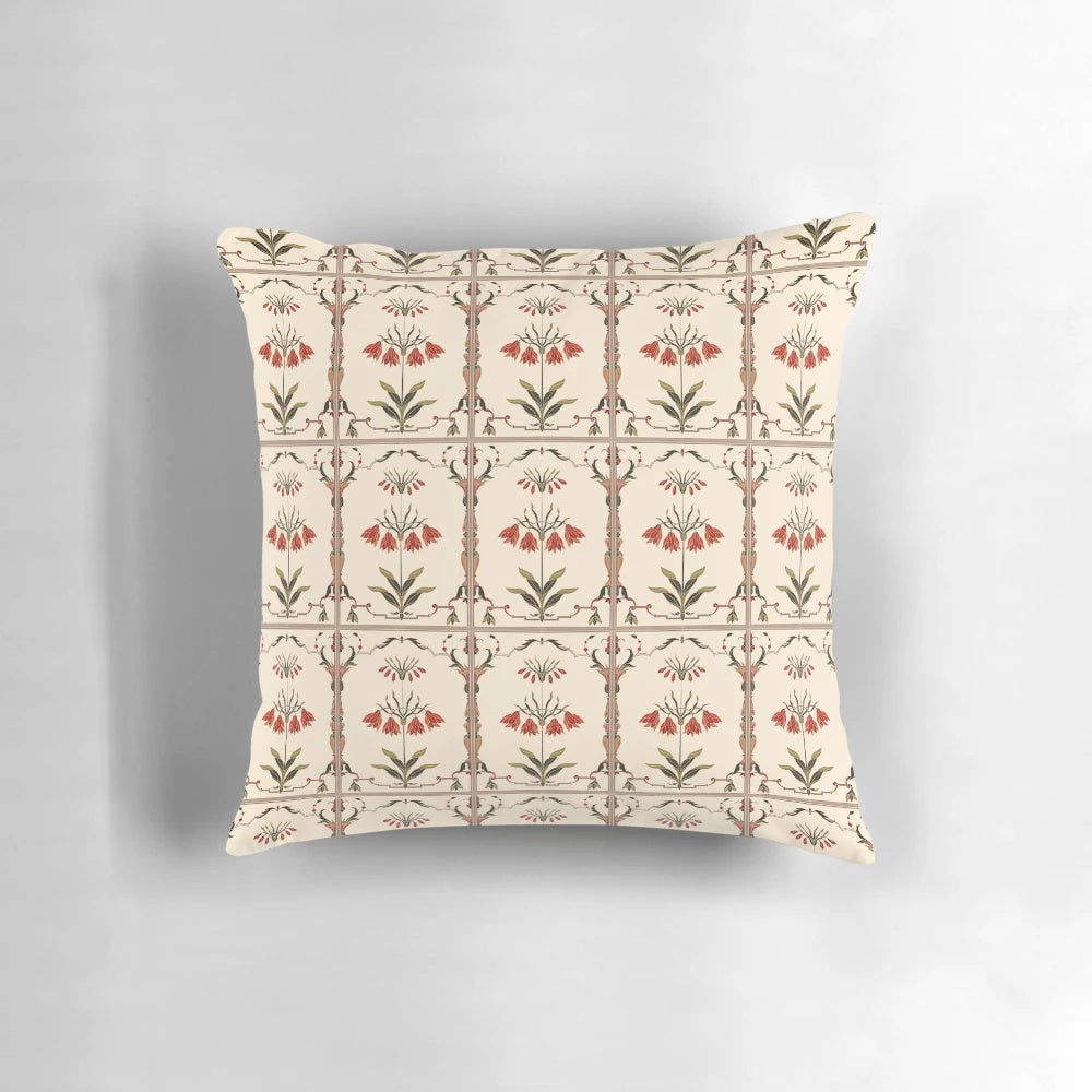 Taj Mahal inspired decorative throw pillow with intricate tile pattern
