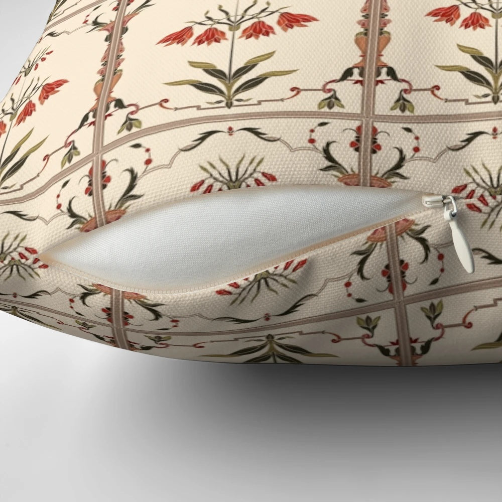 Taj Mahal inspired decorative throw pillow with intricate tile pattern