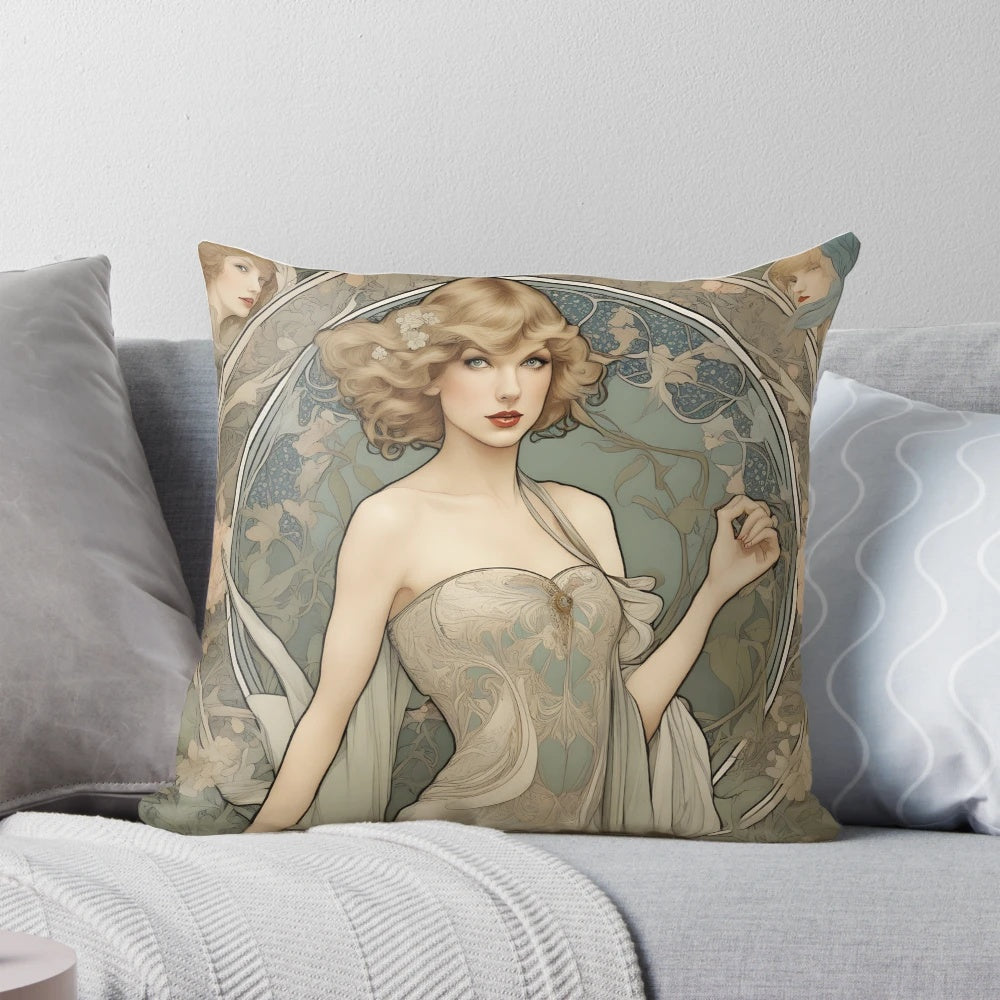 Taylor Swift Folklore album fan art printed on a soft and cozy pillow