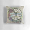 Decorative time flies pillow with dragonfly, rose, and nature-inspired design