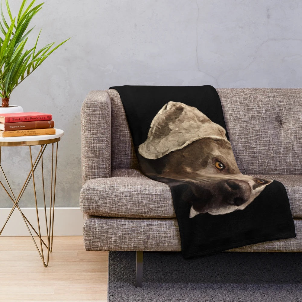 Weimaraner dog portrait plush blanket