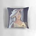 White decorative pillow with candle design, perfect for home decor