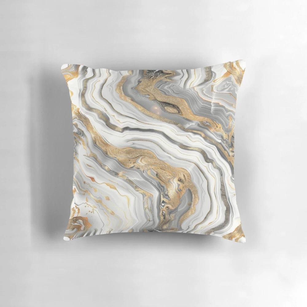 Seamless marble patterns with white, gold, and swirling designs for premium pillows and digital backgrounds
