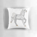 Beautiful white horse decorative pillow, perfect for equestrian-themed home decor.