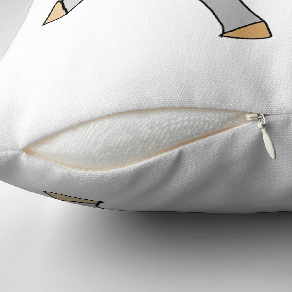 Beautiful white horse decorative pillow, perfect for equestrian-themed home decor.