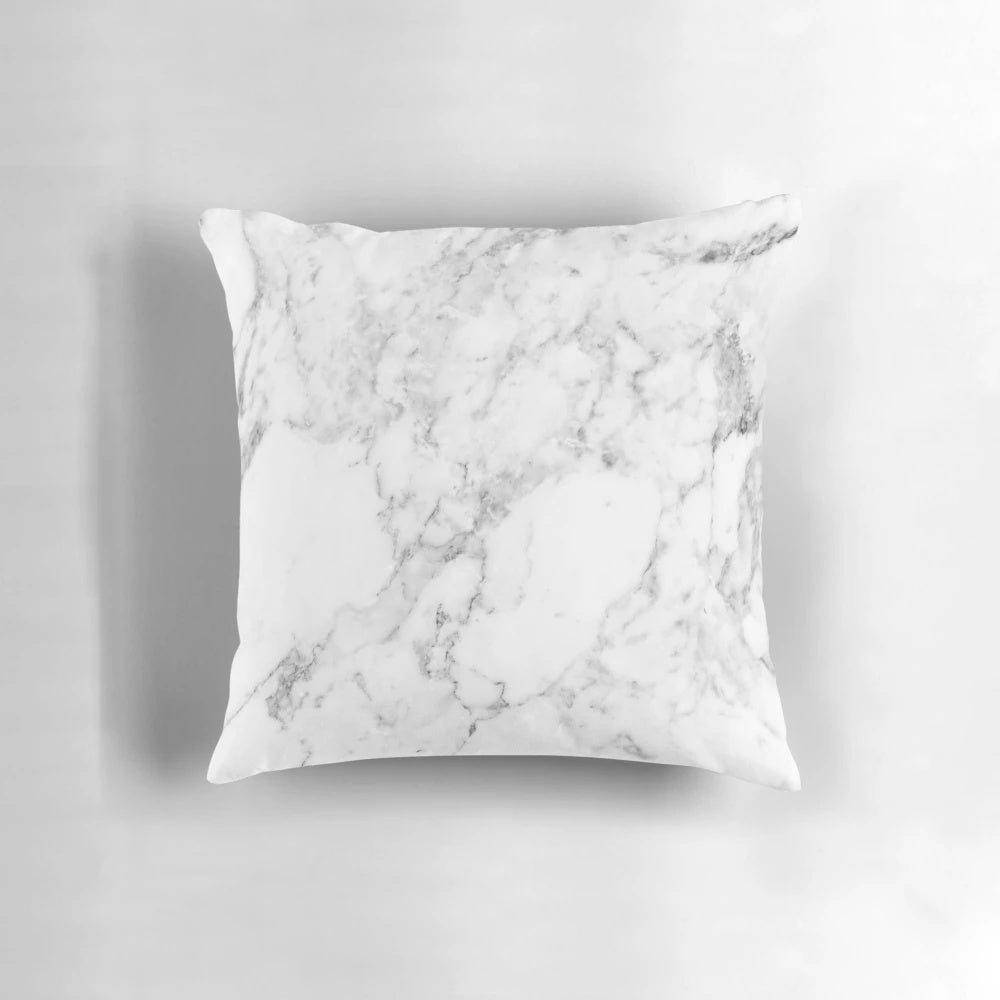 White marble print decorative pillow