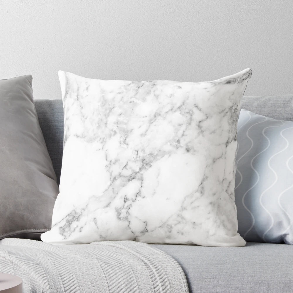 White marble print decorative pillow