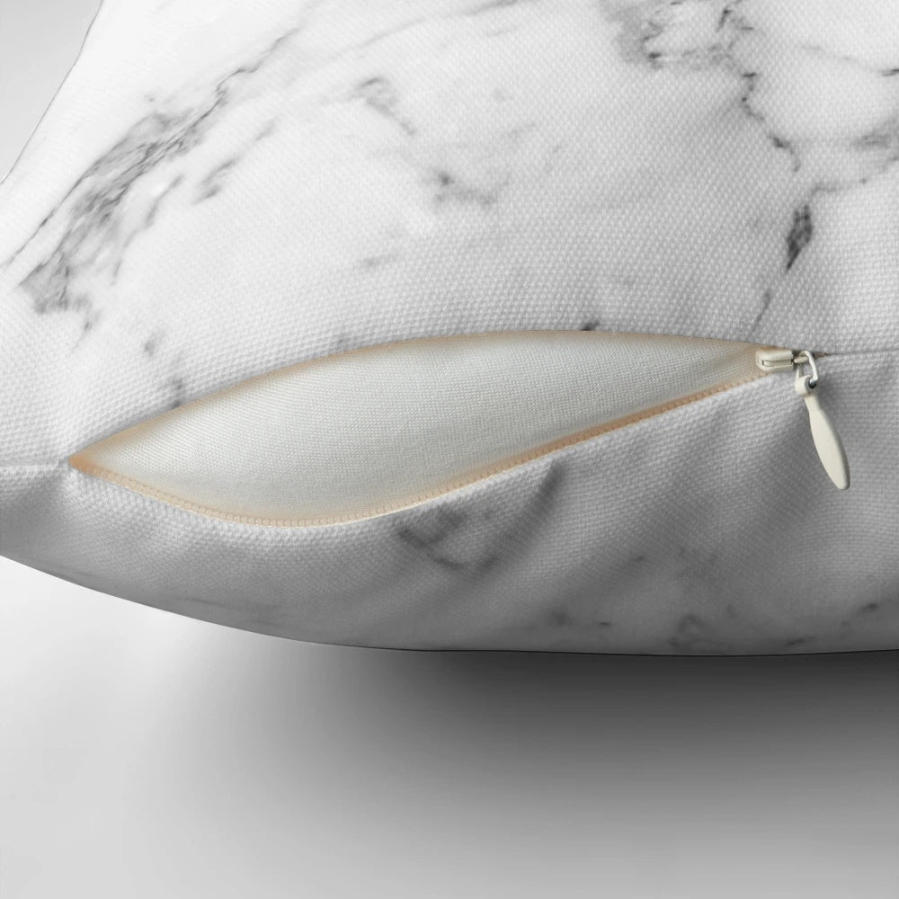 White marble print decorative pillow