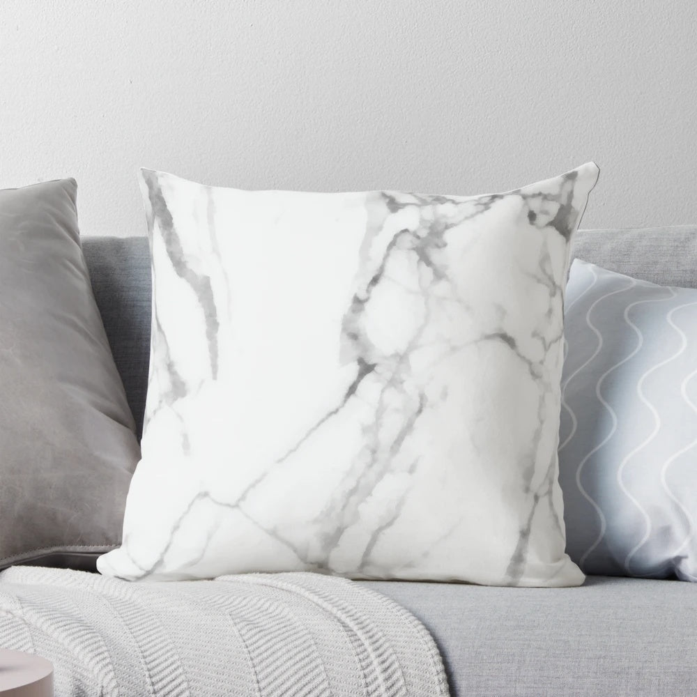 White marble with grey veins decorative pillow for modern home décor