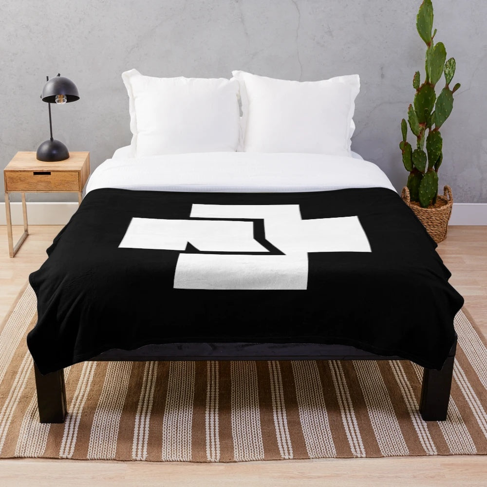 White solid cross design plush blanket