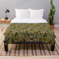 Floral William Morris inspired golden lily pattern plush blanket