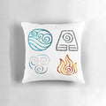 Avatar: The Last Airbender inspired pillow featuring the four elements symbols