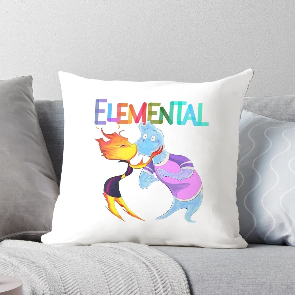 Elemental Wade and Ember fantasy-inspired pillow with autumn leaf design