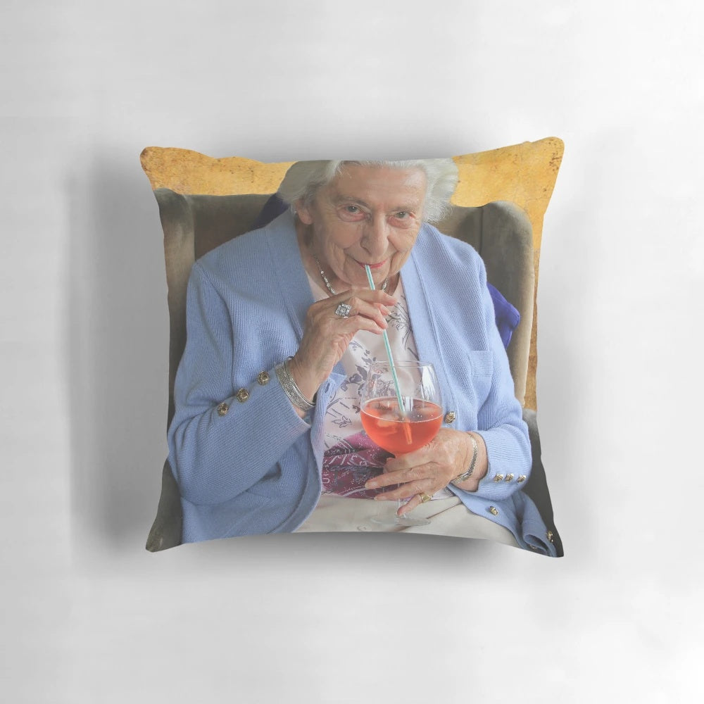Vibrant Aperol Spritz-inspired pillow for a stylish cocktail-themed home decor
