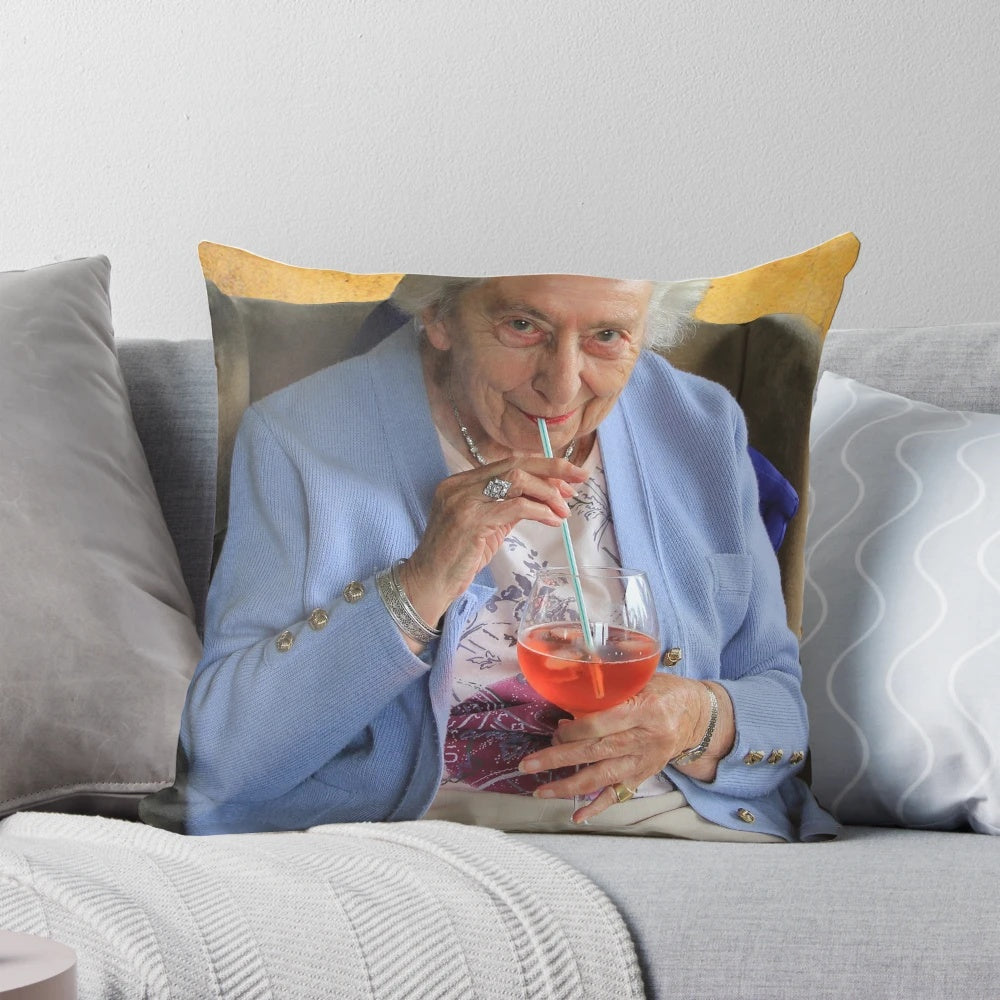 Vibrant Aperol Spritz-inspired pillow for a stylish cocktail-themed home decor