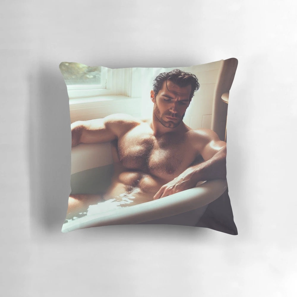 Plush pillow featuring the charming and charismatic image of actor Henry Cavill