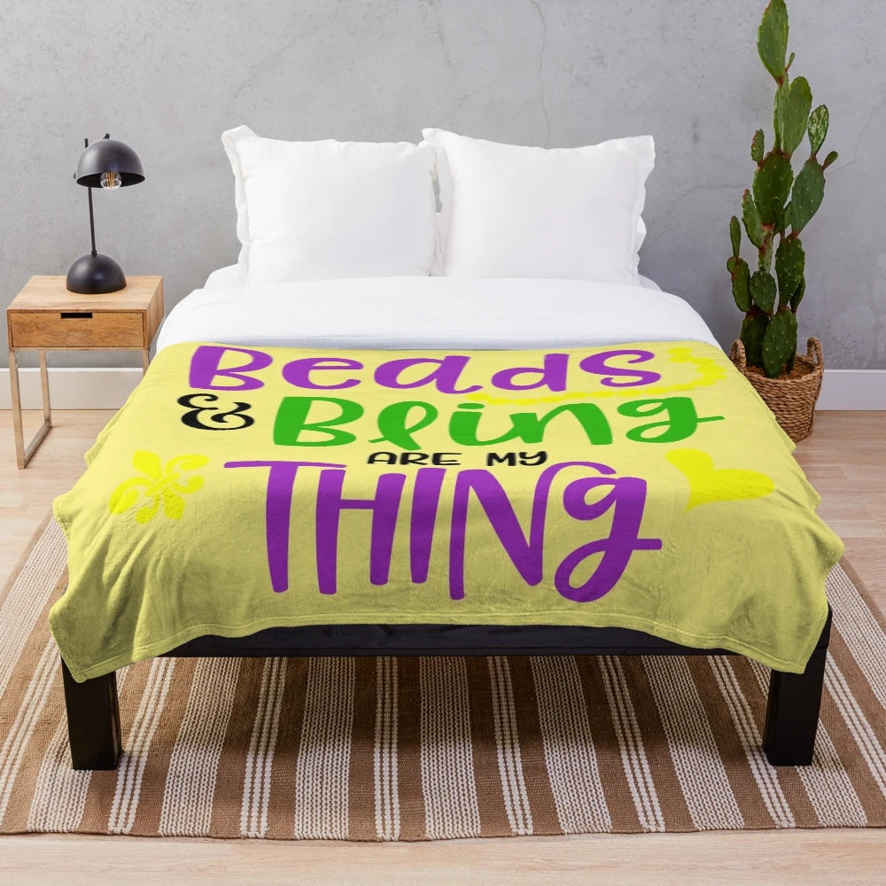 Luxurious plush blanket with beads and bling for personalized home decor