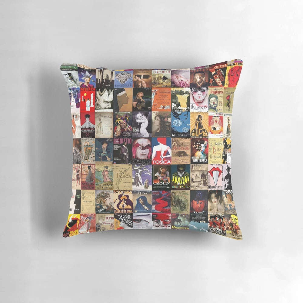 Elegant opera-inspired throw pillow for a touch of musical sophistication