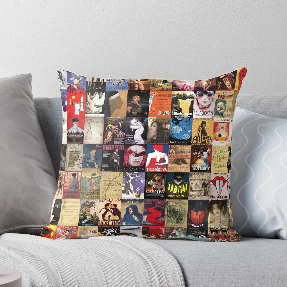 Elegant opera-inspired throw pillow for a touch of musical sophistication