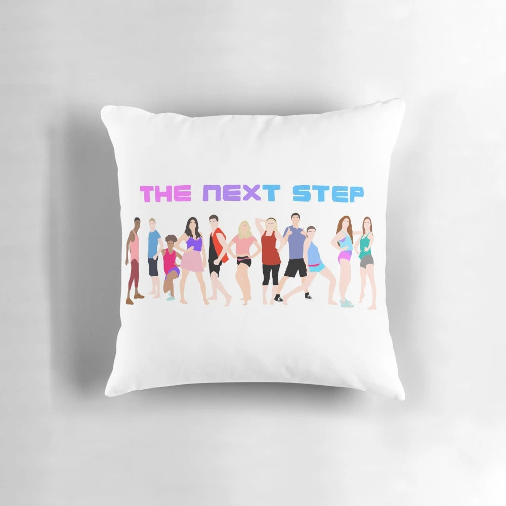 A stylish pillow featuring the theme from the hit dance series "The Next Step"