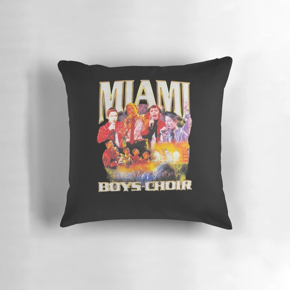 Plush pillow featuring the Miami Boys Choir logo and design