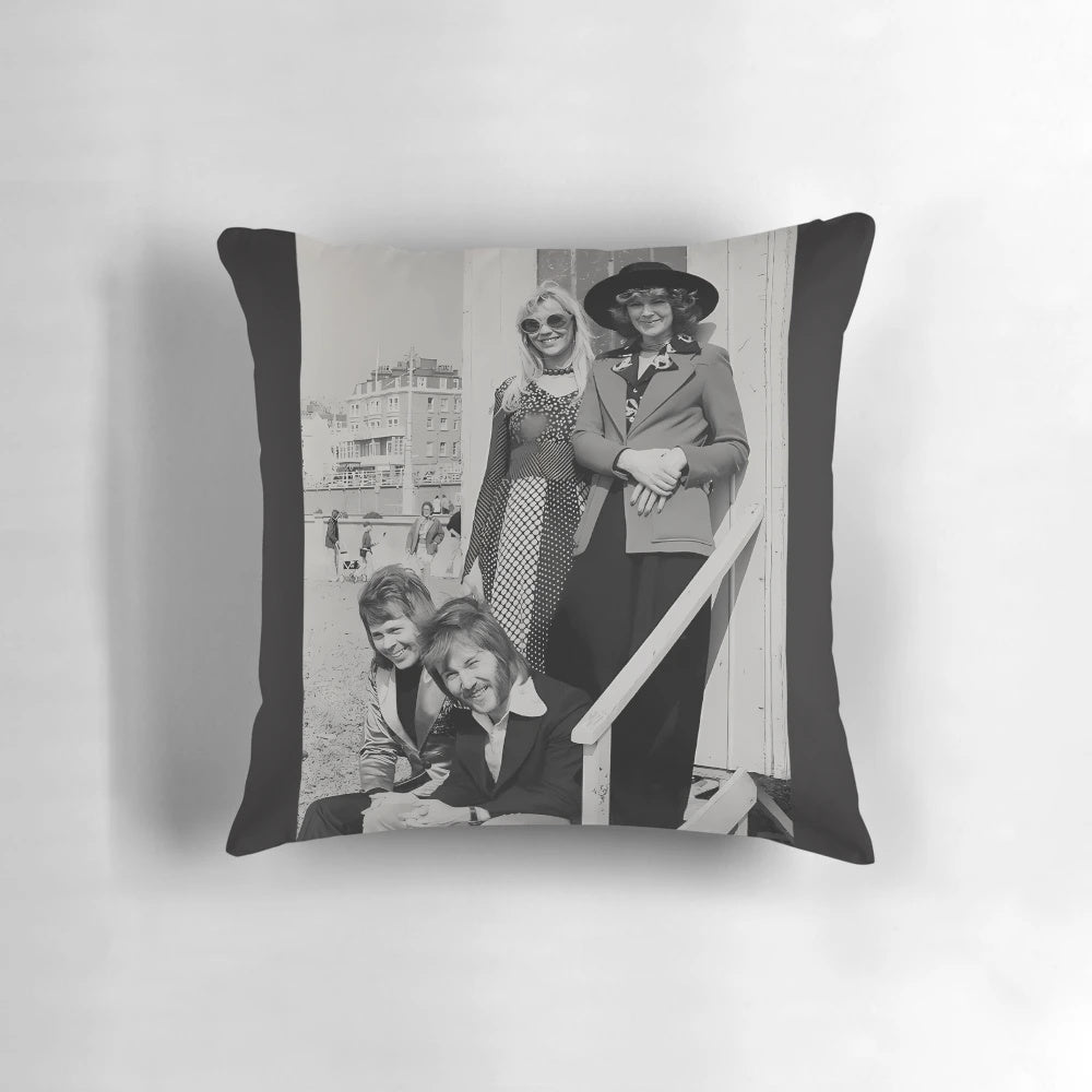 Vibrant ABBA band poster printed on a high-quality pillow, perfect for music lovers and home decor enthusiasts.