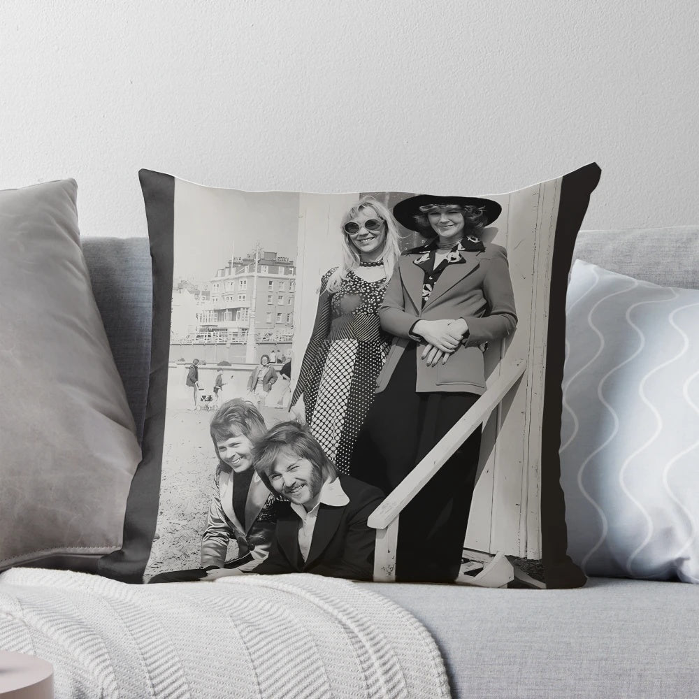 Vibrant ABBA band poster printed on a high-quality pillow, perfect for music lovers and home decor enthusiasts.