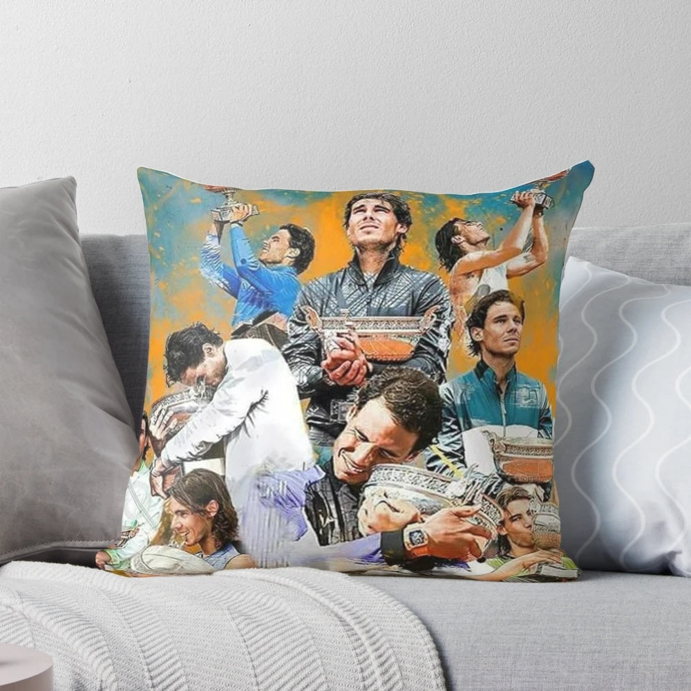 Stylish Rafael Nadal-themed pillow for sports and tennis enthusiasts