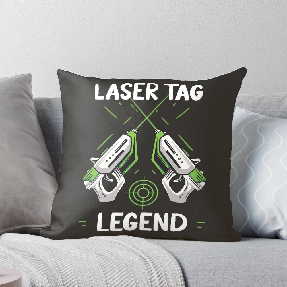 Pillow featuring a laser tag gaming design for a fun and immersive birthday celebration