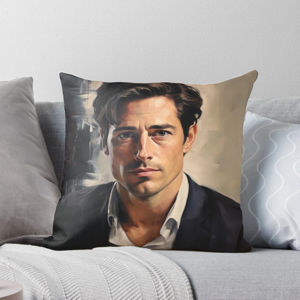 Close-up of the David Muir American Journalist Essential Pillow