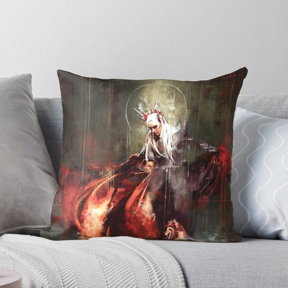 The King Pillow, featuring the captivating character Thranduil from the Lord of the Rings universe.