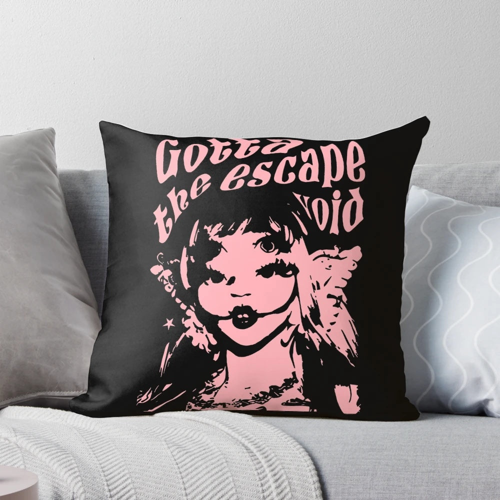 Soft, cozy Melanie Martinez-inspired trilogy throw pillow