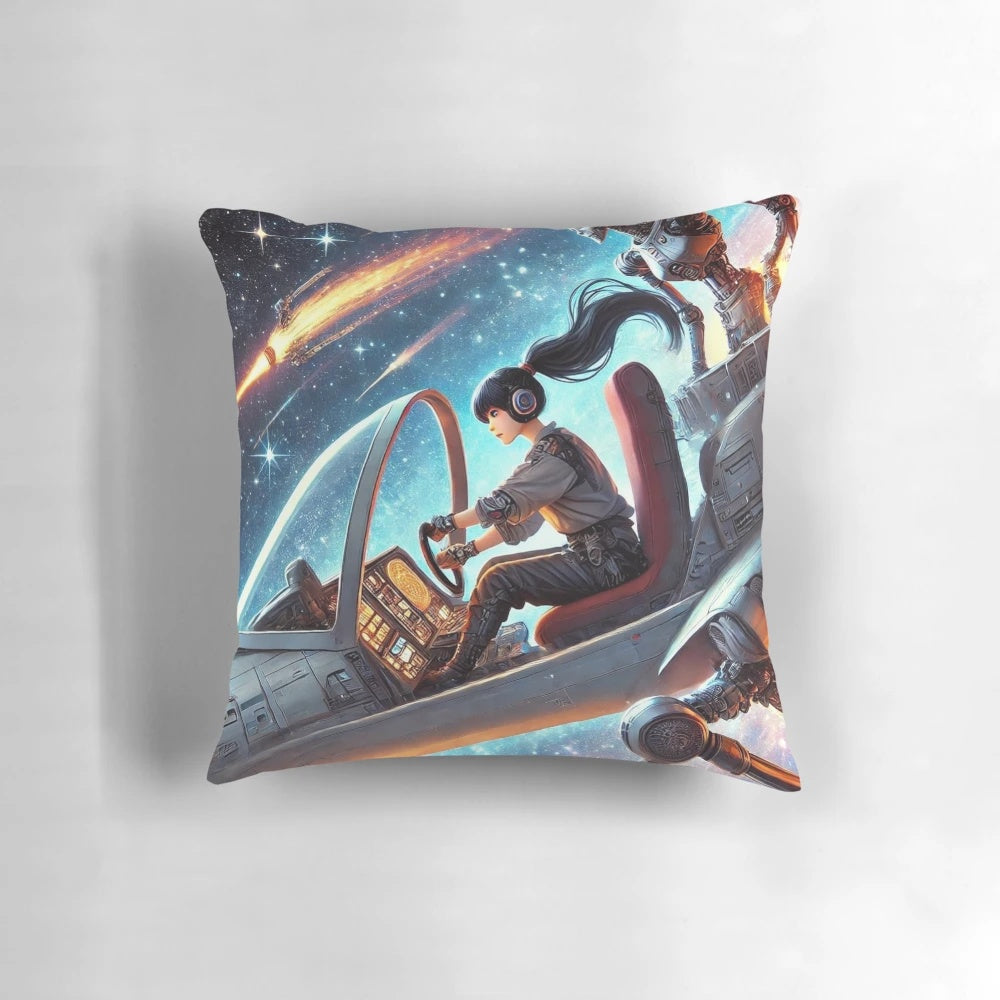 Celestial-inspired pillow with a starry design