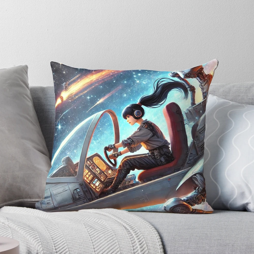 Celestial-inspired pillow with a starry design